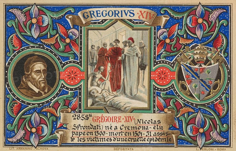 Gregory XIV (born 11 February 1535 in Somma Lombardo, died 16 October 1591 in Rome), real name Niccolo Sfondrati, was pope from 1590 to 1591, illustration, reproduction from a 19th century model. Authentic, file restored for optimal use, exact date of original unknown, Historical