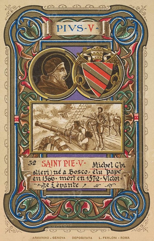 Pius V, civil name Antonio Ghislieri OP (born 17 January 1504 as Antonio Ghisleri in Bosco Marengo near Alessandria, died 1 May 1572 in Rome), was pope from his election on 7 January 1566 until his death, illustration, reproduction from a 19th century model. Authentic, file restored for optimal use, exact date of original unknown, Historical