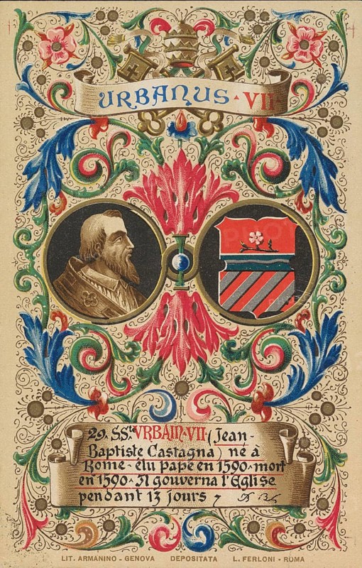 Urban VII (born 4 August 1521 as Giambattista, Giovanni Battista, Castagna in Rome, died 27 September 1590 in Rome) was Pope of the Catholic Church from 15 to 27 September 1590, Illustration, Reproduction from a 19th century original. Authentic, file restored for optimal use, exact date of original unknown, Historical