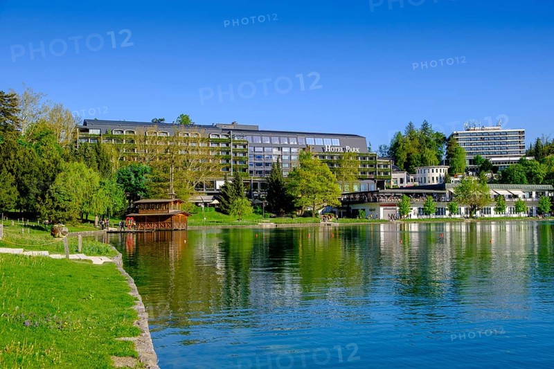 Waterfront hotels, spa town, Bled, Lake Bled, Slovenia