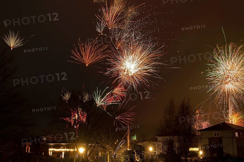 New Year's Eve fireworks, Lüneburg, Lower Saxony, Germany