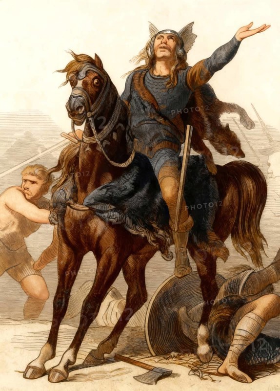 Clovis, Chlodovechus, Chlodwig I, Chlodowech, 466-511, King of the Franks of the Merovingian dynasty, at the Battle of Tolbiac, 5th century