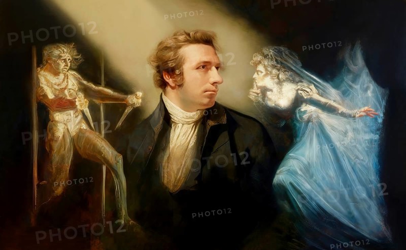 Henry Fuseli or Johann Heinrich Füssli, 1741 – 1825, Swiss painter, draughtsman and writer, digitally edited after Northcote, 1778, Lady Macbeth Seizing the Daggers, scene from The Tragedy of Macbeth by William Shakespeare