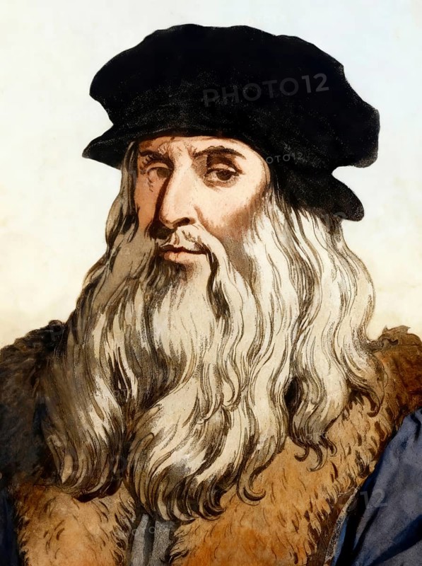 Leonardo da Vinci, 1452 - 1519, Italian painter, sculptor, architect and engineer, digitally edited after Wincelslaus Hollar