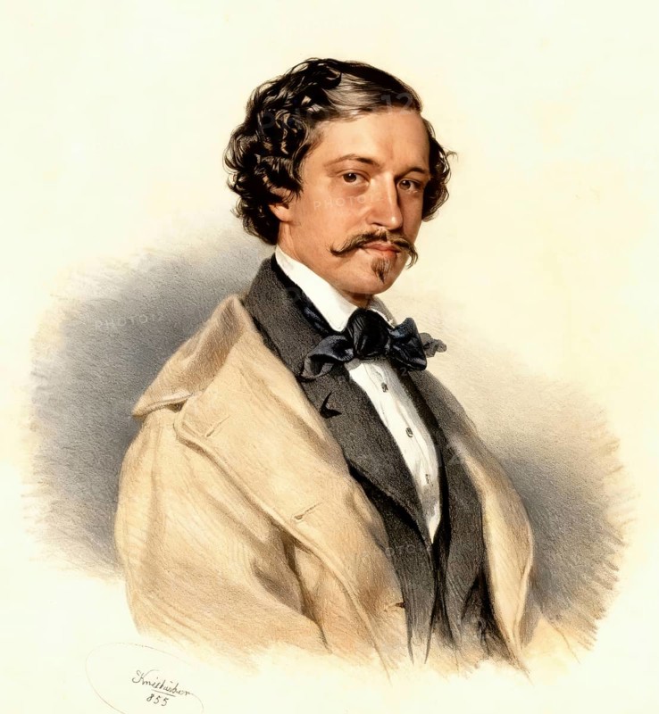 Johann Baptist Strauss II, 1825 – 1899, Austrian composer and violinist, 1879, digitally edited according to an illustration by Josef Kriehuber