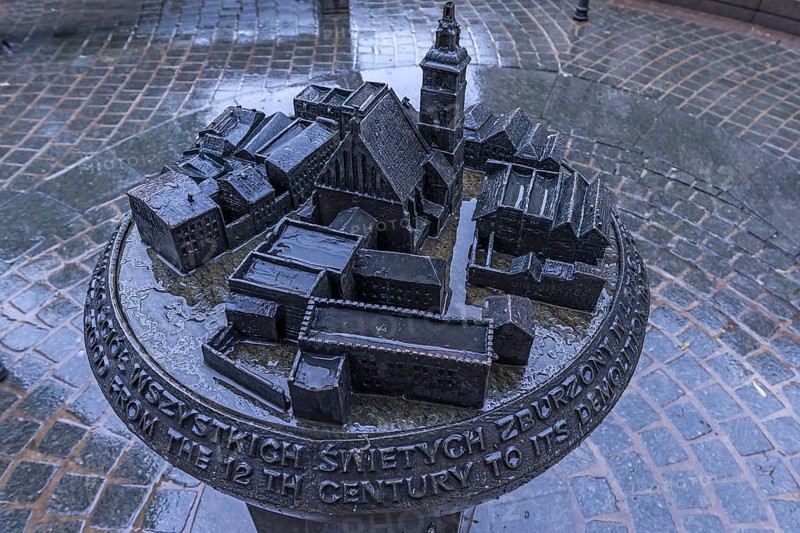 Old town miniature in bronze, Krakow, Poland