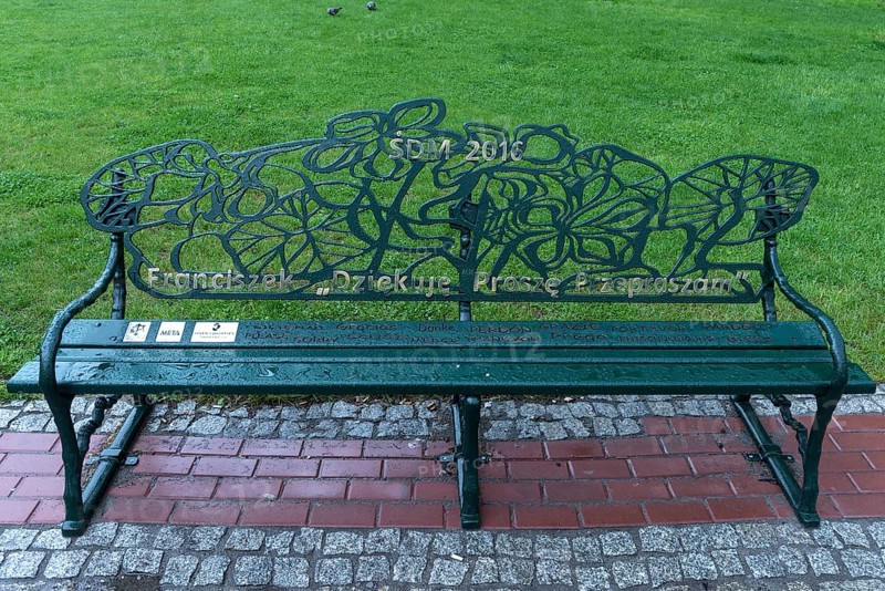 Park bench designed for World Youth Day 2016 in Krakow, Poland