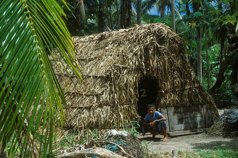 Typical residential hut on Tavewa Island, Yasawa archipelago, Fiji
