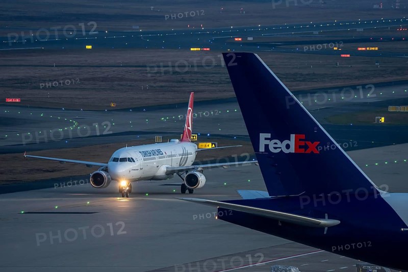 Turkish Airlines Airbus A321 after landing at Cologne/Bonn airport, on the taxiway to the terminal, North Rhine-Westphalia, Germany