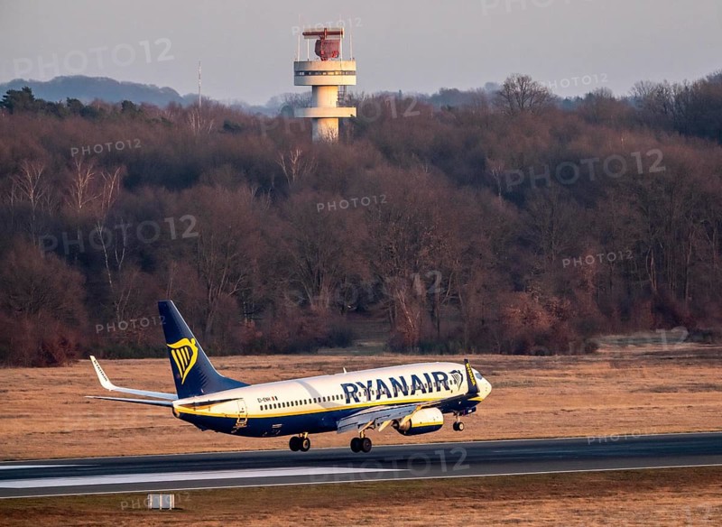 Ryanair Boeing 737 lands at Cologne/Bonn Airport, North Rhine-Westphalia, Germany