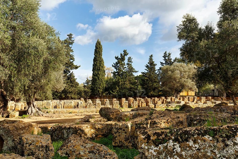 Ruins, Temple of Olympian Zeus, Altar, Valley of the Temples, Agrigento, Sicily, Italy