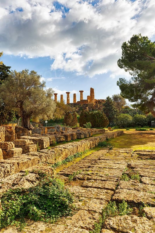 Ruins, Temple of Olympian Zeus, Altar, Valley of the Temples, Agrigento, Sicily, Italy