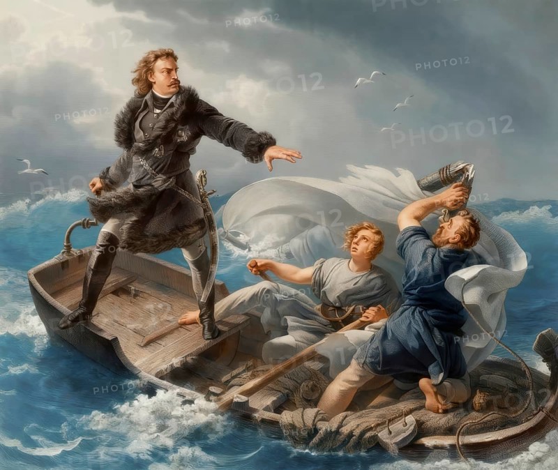 Storm at the Lake Ladoga, Peter the Great, Peter I or Pyotr Alexeyevich Romanov, 1672-1725, Emperor of the Russian Empire, digitally optimized