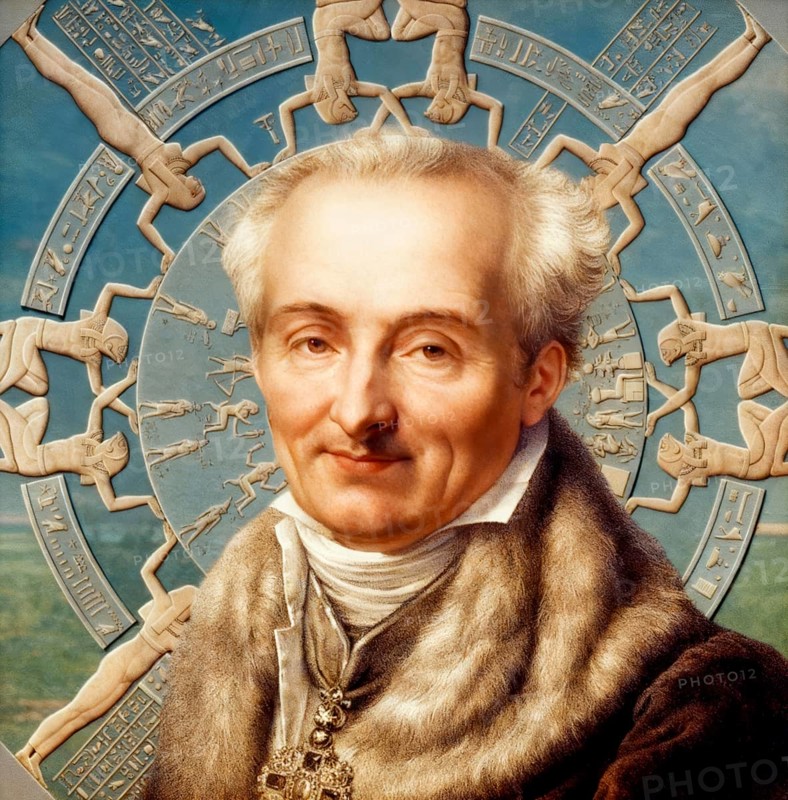 Dominique Vivant, Baron Denon, 1747 – 1825, French artist, writer, diplomat, author, and archaeologist, Dendera zodiac, Ancient Dendera Temple complex, Dendera, Egypt, digitally edited