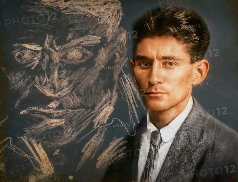Portrait of Franz Kafka, 1883 – 1924, German-speaking Bohemian novelist, digitally edited according to a photograph and a self portrait