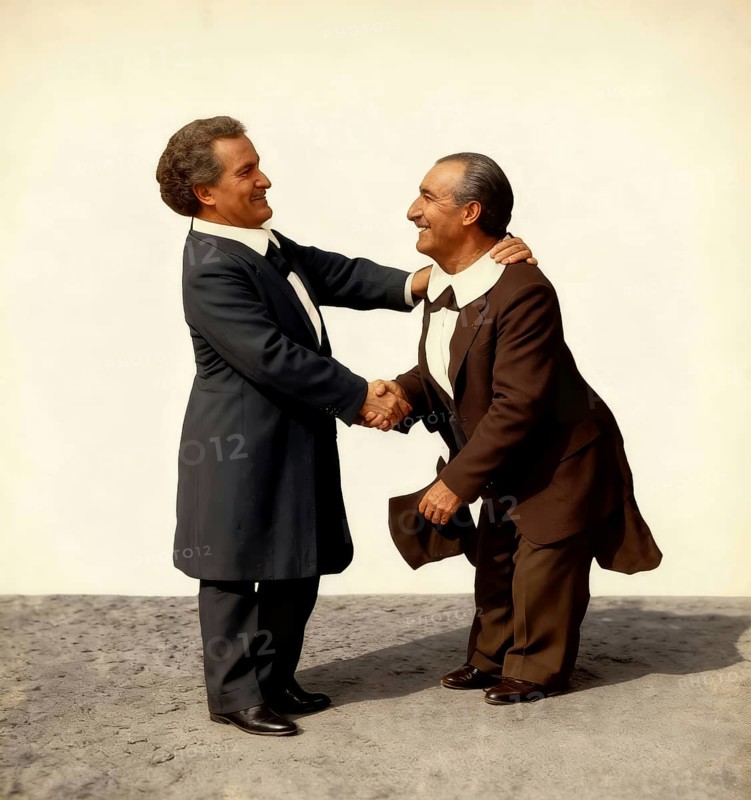 Richard Wagner with Anton Bruckner in Bayreuth, 1873, Silhouette print by Otto Böhler, digitally edited