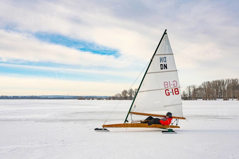 Winter at Dümmer See with, Eisegler, Eickhöpen, Lembruch, Lower Saxony, Germany