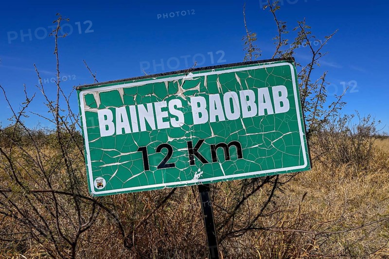 Sign Baines Baobabs, Nxai-Pan National Park, near Gweta, Central District, Botswana
