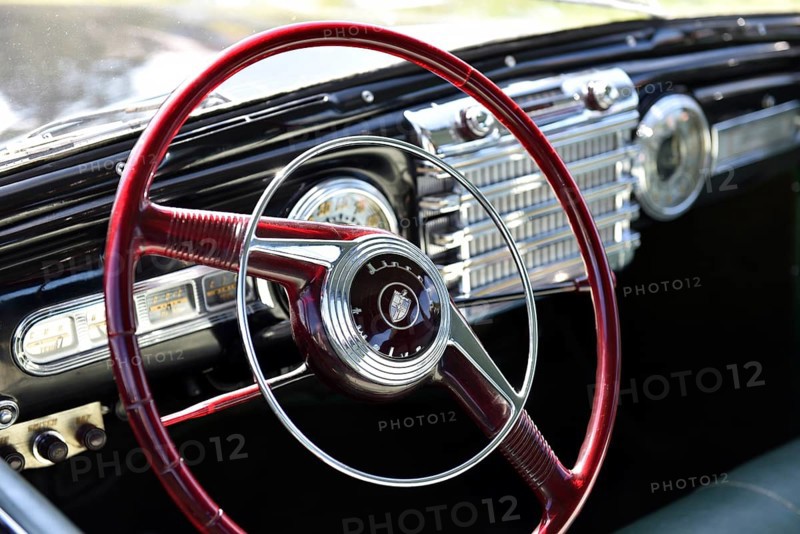Steering wheel, Lincoln Continental handlebar at Oldtimer Exhibition, Prerow, Mecklenburg-Western Pomerania