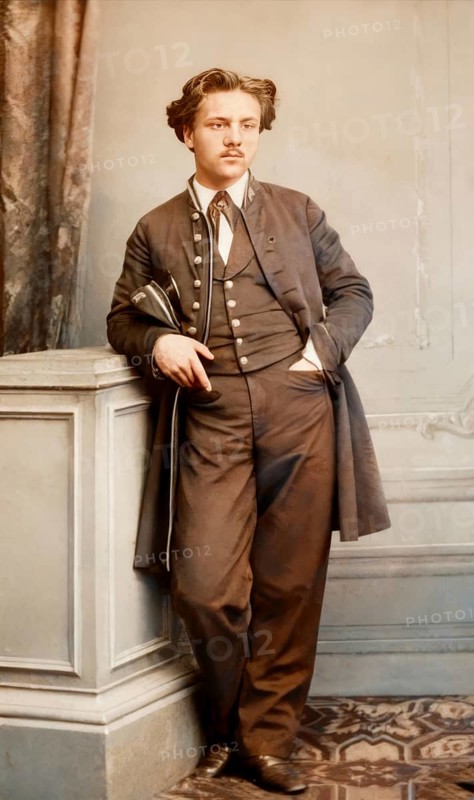 Gabriel Fauré in the uniform of a student at the Ecole Niedermeyer, digitally edited according to a photograph by Charles Reutlinger, 1864