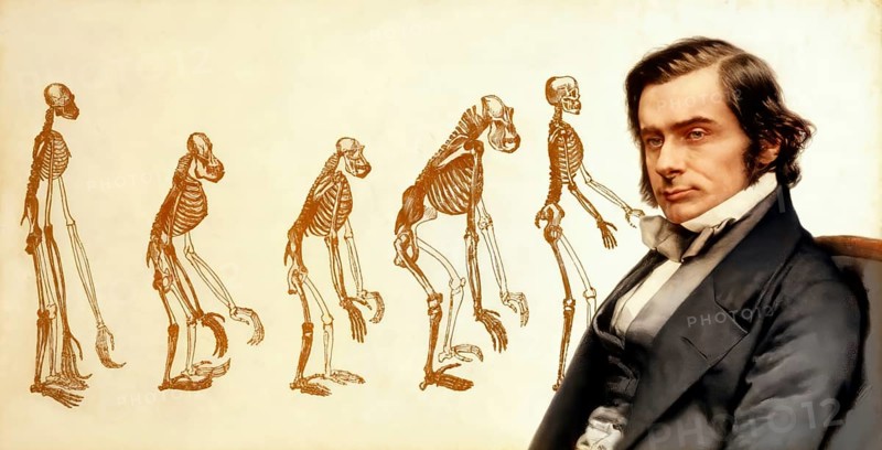 Portrait of Thomas Henry Huxley, 1825 – 1895, English biologist and anthropologist, specialized in comparative anatomy, frontispiece to his book Evidence as to Man's Place in Nature, 1863, digitally edited