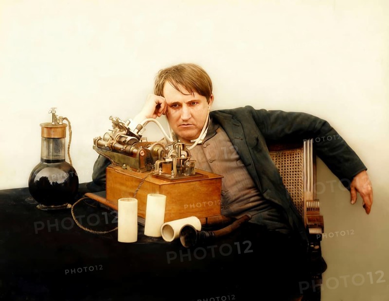 Thomas Edison at his Laboratory on 16 June 1888, the morning after spending 48 hours perfecting phonograph