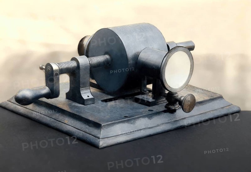 Historical illustration, 19th Century, firstr Phonograph by Thomas Alva Edison