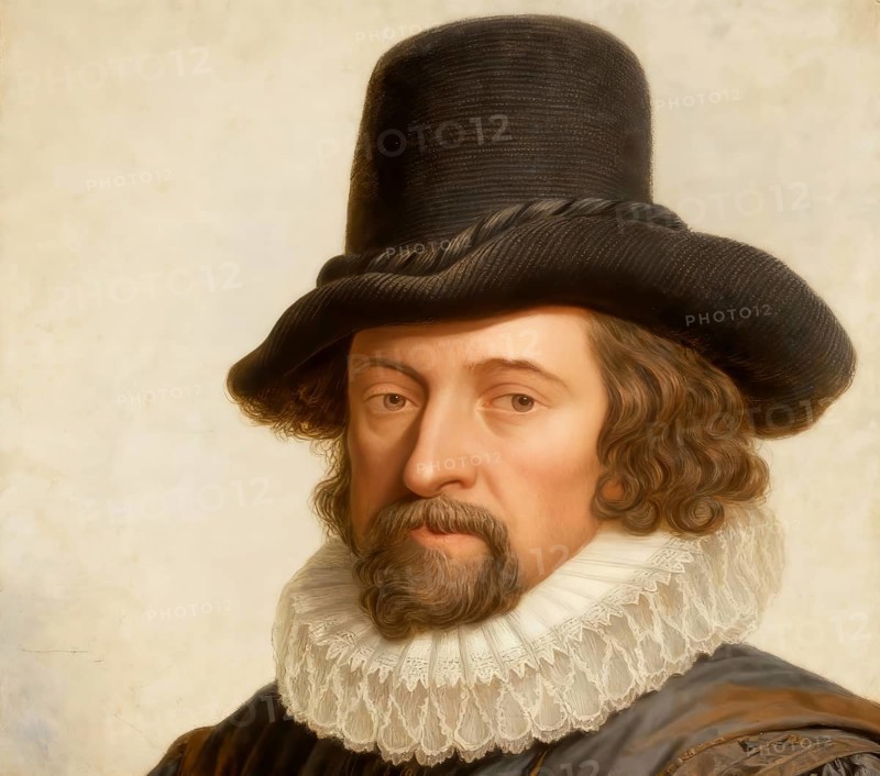 Portrait of Sir Francis Bacon, Baron Baco of Verulam, 1561 - 1626, English lawyer, statesman, essayist, historian, intellectual reformer, philosopher and scientist, digitally edited