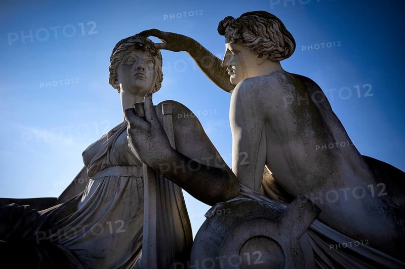 Statue of charming nymphs, Rosensteinpark, Stuttgart, Baden-Württemberg, Germany