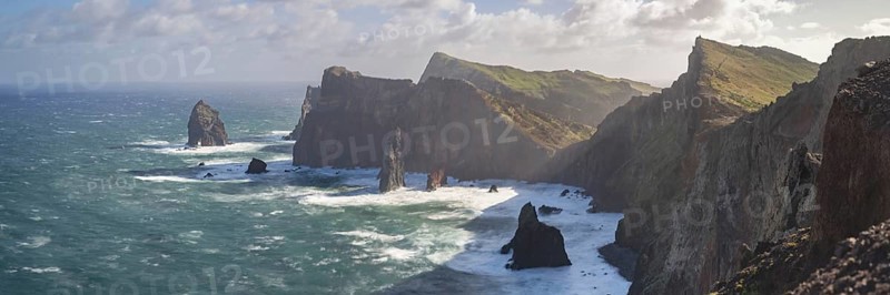 Long exposure of rock formations in the Atlantic Ocean, volcanic peninsula, Ponta de São Lourenço, Ponta de Sao Lourenco, rocky coast, Punta de San Lorenzo, Madeira, Portugal