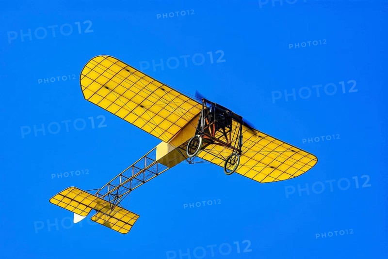 Flight demonstration of a replica Bleriot XI La Manche by Mikael Carlson as part of the 16th vintage air meeting on Hahnweide, Kirchheim unter Teck, Baden-Württemberg, Germany, for editorial use only