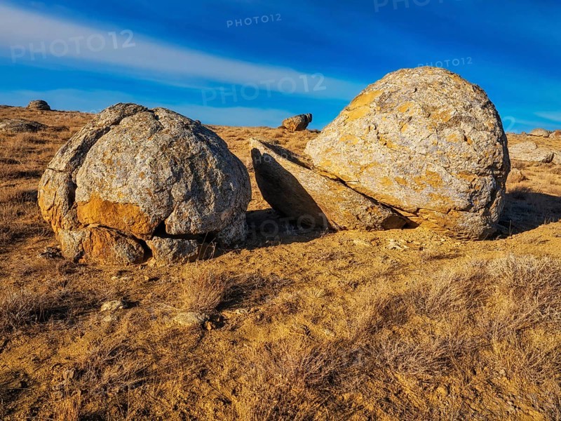 The large spherolites (concretions) at Torysh, with over 500–600 spheres of various sizes covering approximately 2–3 km² of terrain in the Valley of Balls, Mangystau region, Kazakhstan, Central Asia