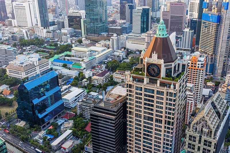 Over the rooftops of Bangkok, view from the Moon Bar on the roof terrace of the Banyan Tree Hotel, Sathon, Bangkok, Thailand's metropolis, Thailand