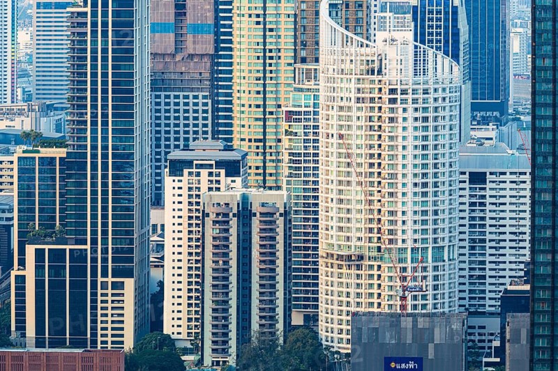 Skyscraper facades in Bangkok, view from the Moon Bar on the roof terrace of the Banyan Tree Hotel, Sathon, Bangkok, Thailand's metropolis, Thailand