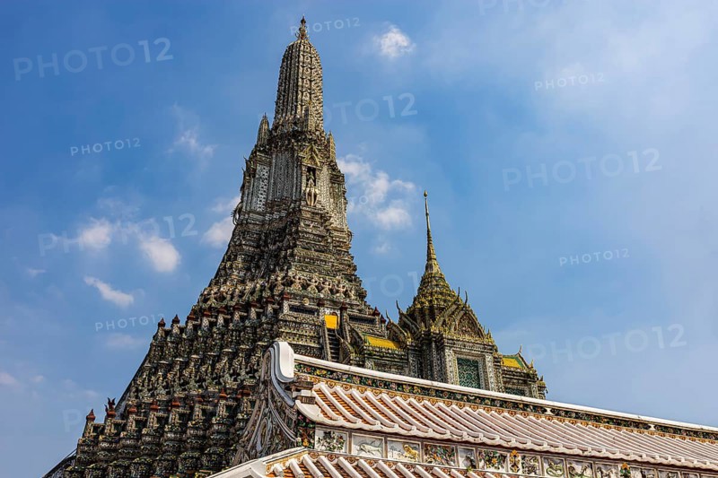 Pagodas and Chedi temple tower, Wat Arun Buddhist temple, Bangkok, Thailand's metropolis, Thailand