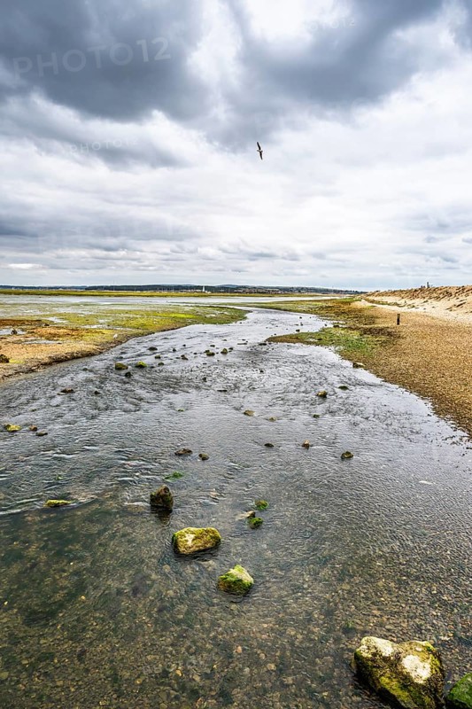 Marshes over Hurst Spit, Milford on Sea, Lymington, Hampshire, UK