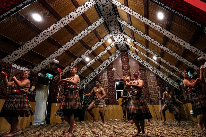 Maori perform a traditional dance at the House of Culture, Rotorua, Te Puia, New Zealand
