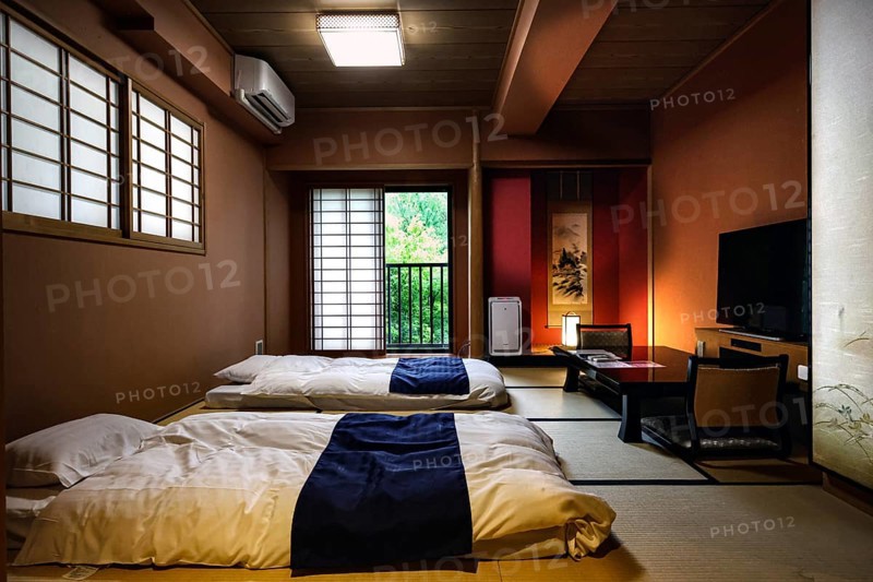 Cozy room at Ryokan Canada, traditionally designed in Japanese style, Kyoto, Okazaki, Japan