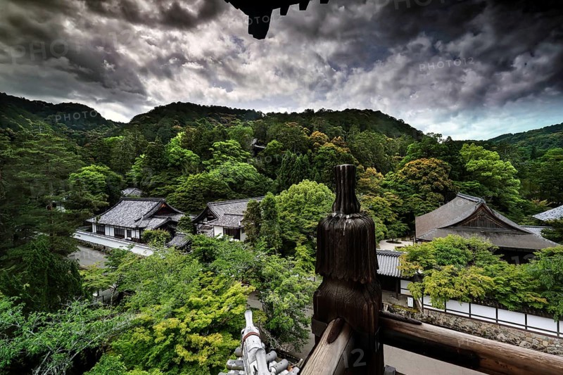 Nanzen-ji temple complex with a view of the surrounding forest in Kyoto, Kyoto, Okazaki, Japan