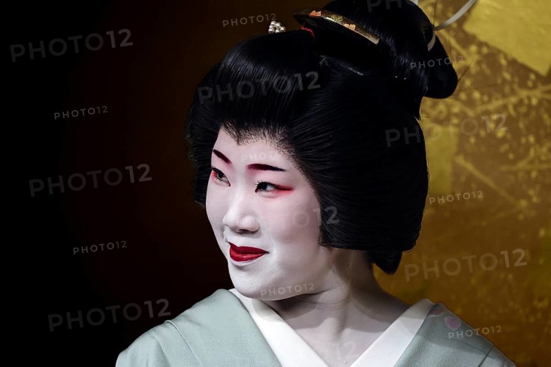Portrait of a geisha in the Nishi Chaya tea house district in Kanazawa, Kanazawa, Ishikawa, Japan