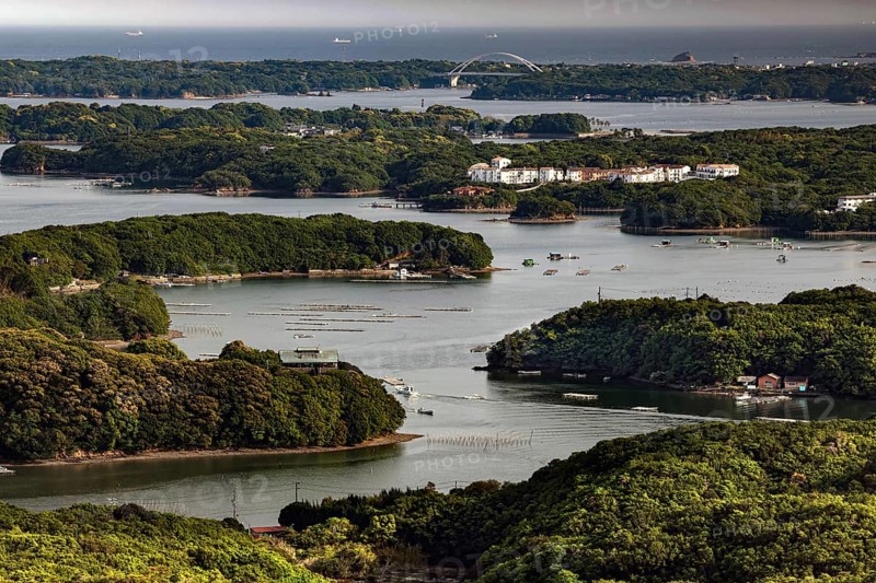 Ago Bay with numerous small islands and calm water, zero