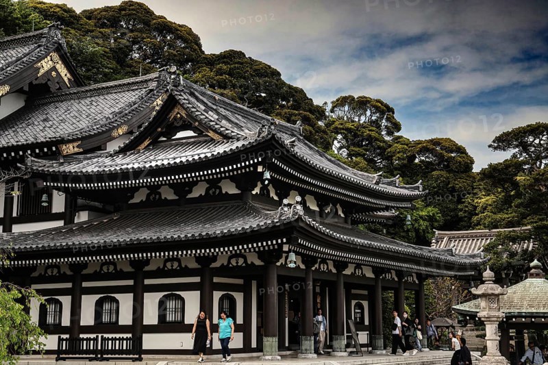 Main building of the Hase Dera Temple with traditional Japanese architecture in Kamakura, Kamakura, Kanagawa, Japan