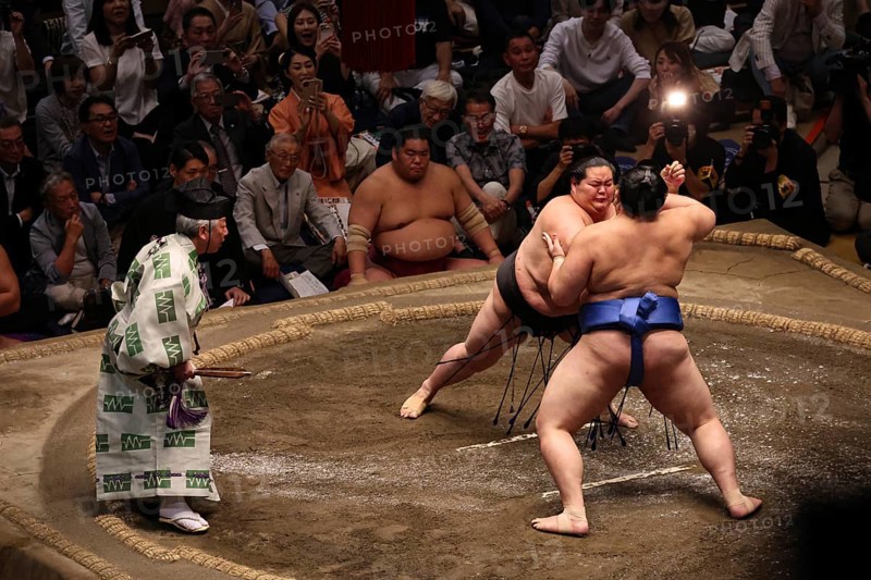 Technically demanding sumo fight in a lively atmosphere, Tokyo, Japan