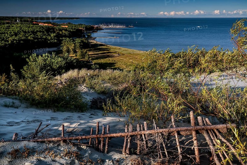 Beautiful coastal landscape with overgrown dunes and sea view, Nida, Curonian Spit, Lithuania