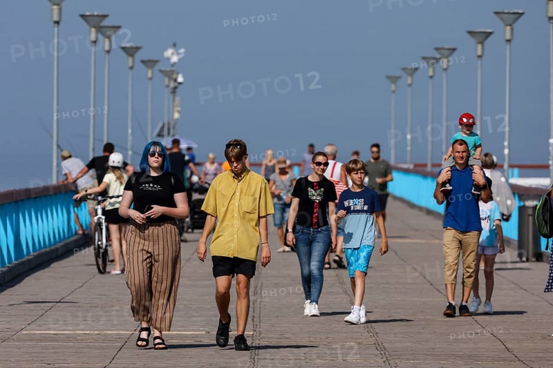 People on the Palanga pier, summer atmosphere with sea view, Palanga, zero, Lithuania