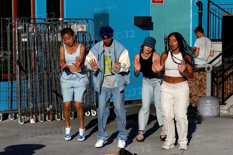 Group of dancers happily perform at Sørengkaia in Oslo, Oslo, Bispevika, Norway