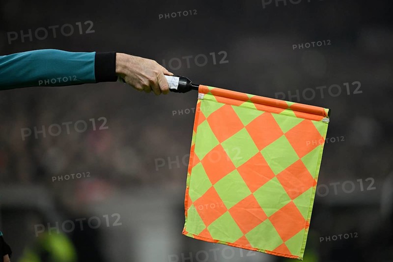 Detailed view, flag offside linesman assistant referee, MHPArena, MHP Arena Stuttgart, Baden-Württemberg, Germany