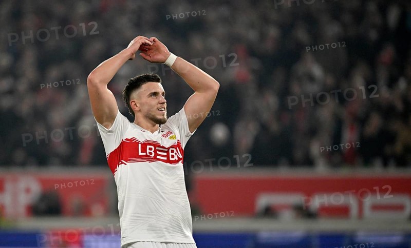 Goal celebration Ermedin Demirovic VfB Stuttgart (09) MHPArena, MHP Arena Stuttgart, Baden-Württemberg, Germany