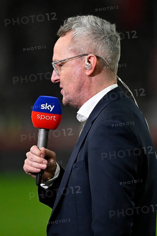 CEO Alexander Wehrle VfB Stuttgart interviewed microphone microphone logo SKY MHPArena, MHP Arena Stuttgart, Baden-Württemberg, Germany