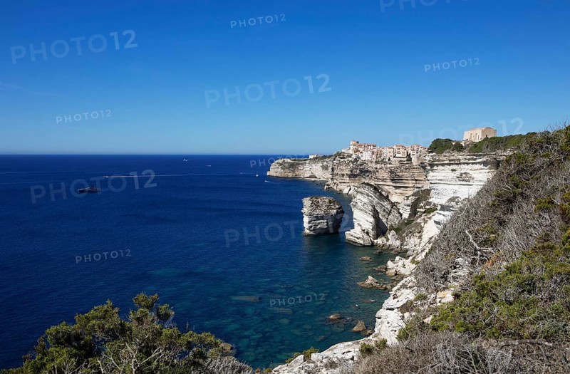 Ville haute or upper town on the Île de Fazio headland, medieval old town, Bonifacio, Corse-du-Sud department, Corsica, France